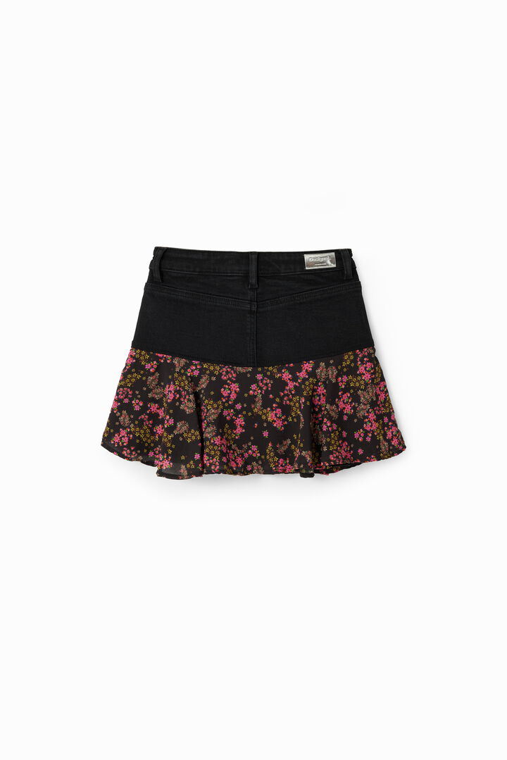 Minigonna denim volant floreale | Desigual
