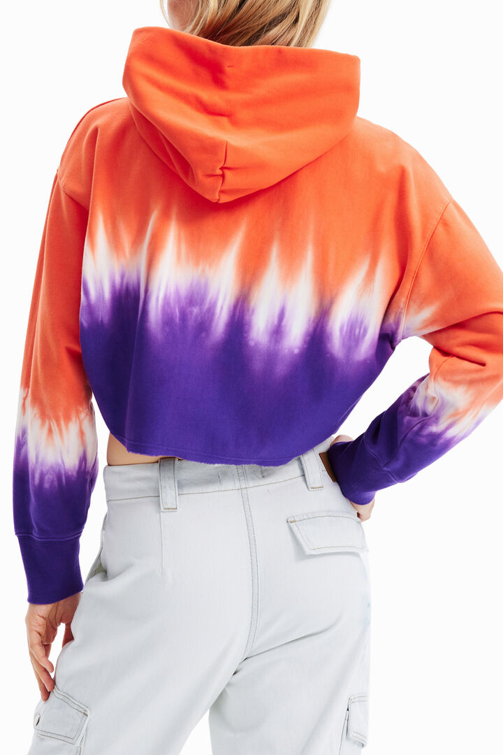 Short tie-dye rhinestone hoodie | Desigual