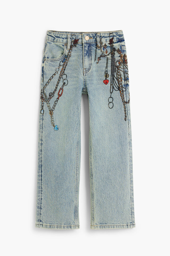 Jeanshose mit Ketten