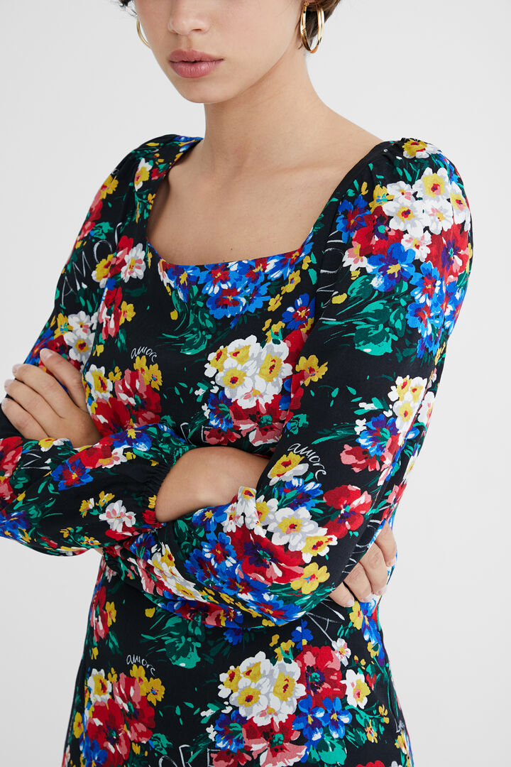 Vestito corto slim scollatura quadrata | Desigual