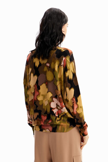 Oversize V-neck camouflage pullover | Desigual