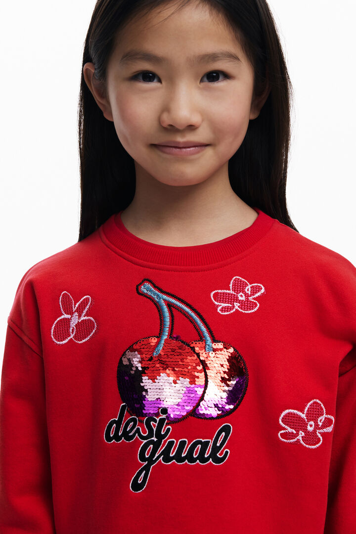 Sudadera cerezas lentejuelas | Desigual
