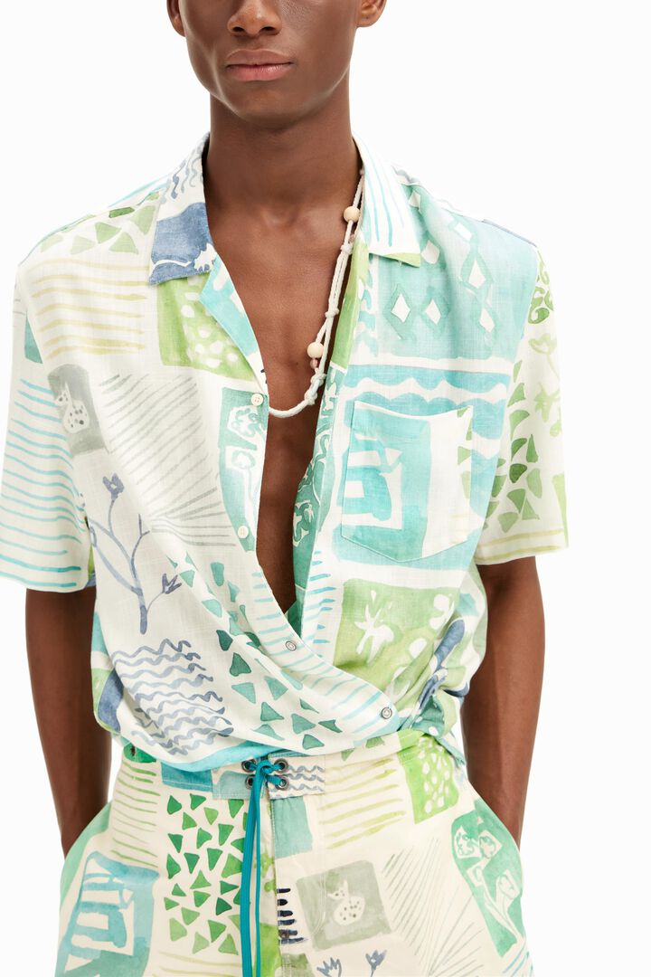 Short-sleeved shirt with watercolor print. | Desigual