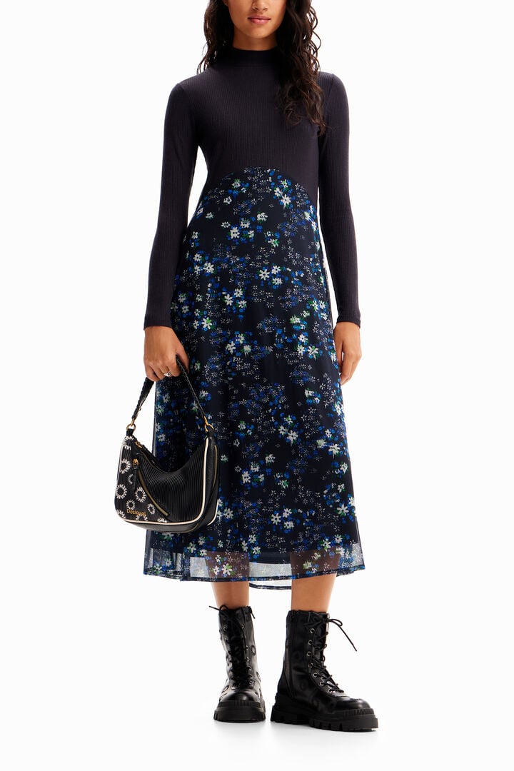 Combination floral midi dress | Desigual