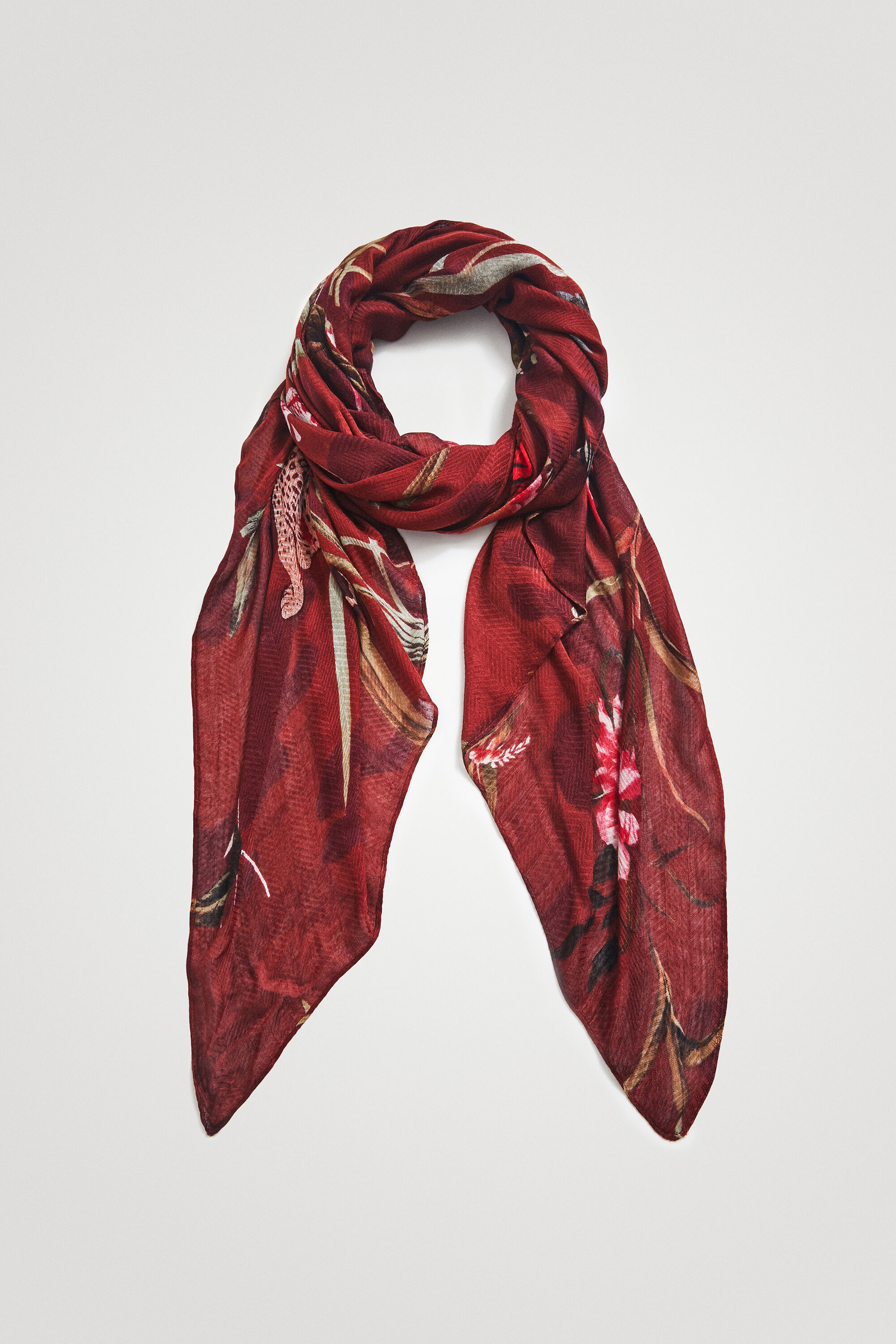 Rectangular foulard floral viscose