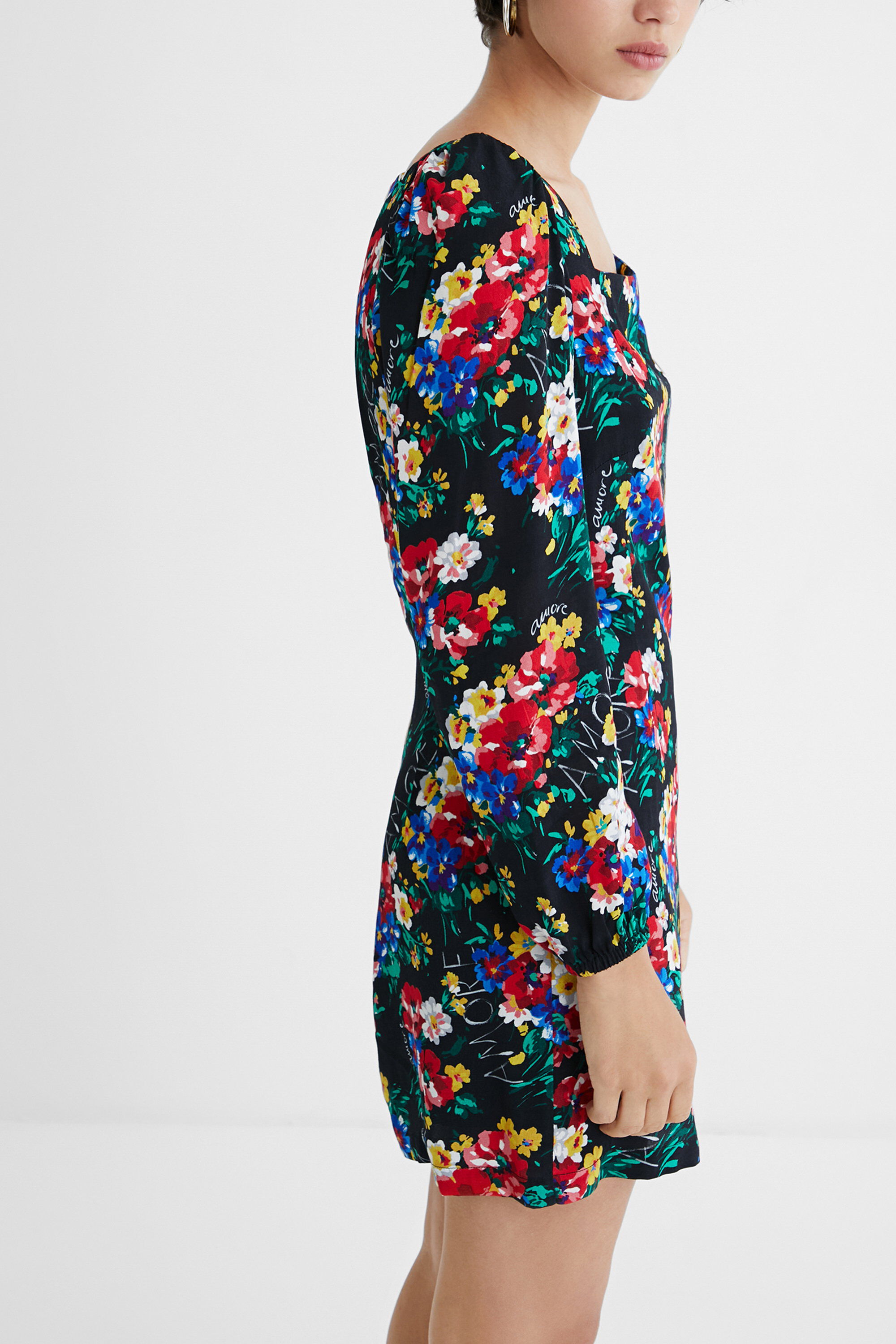Desigual Damen Kleid Lässig Mit Blumenmuster – ärmellos, Midilänge | Regular Passform, Rundhalsausschnitt