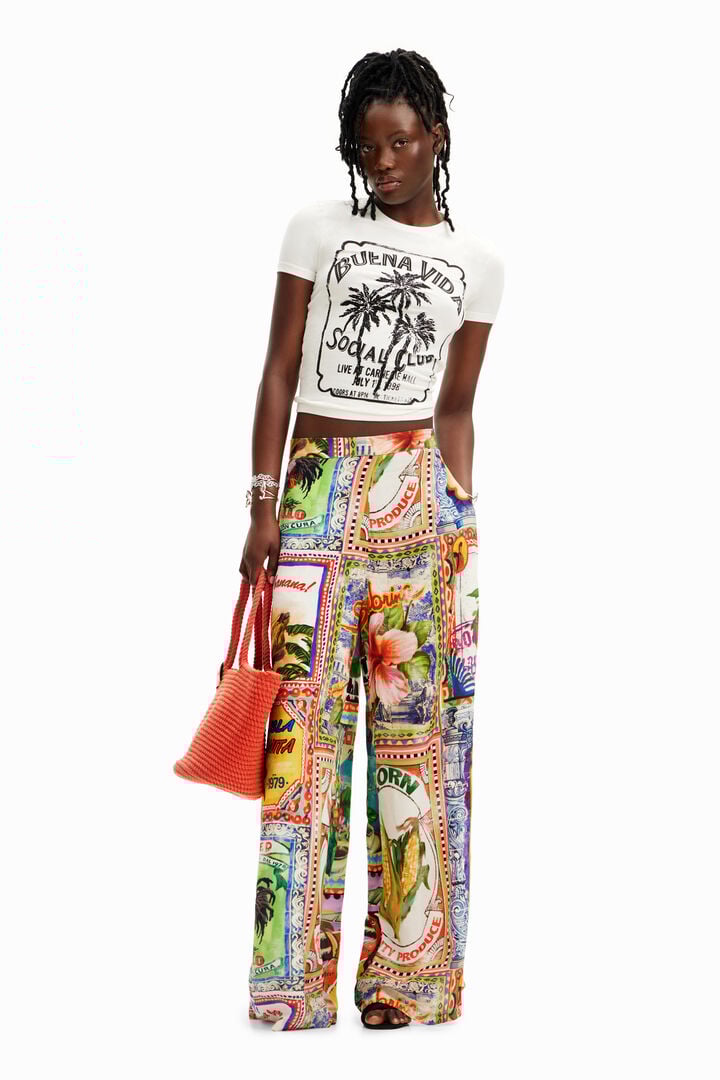 Pantalón wide leg postales Stella Jean | Desigual