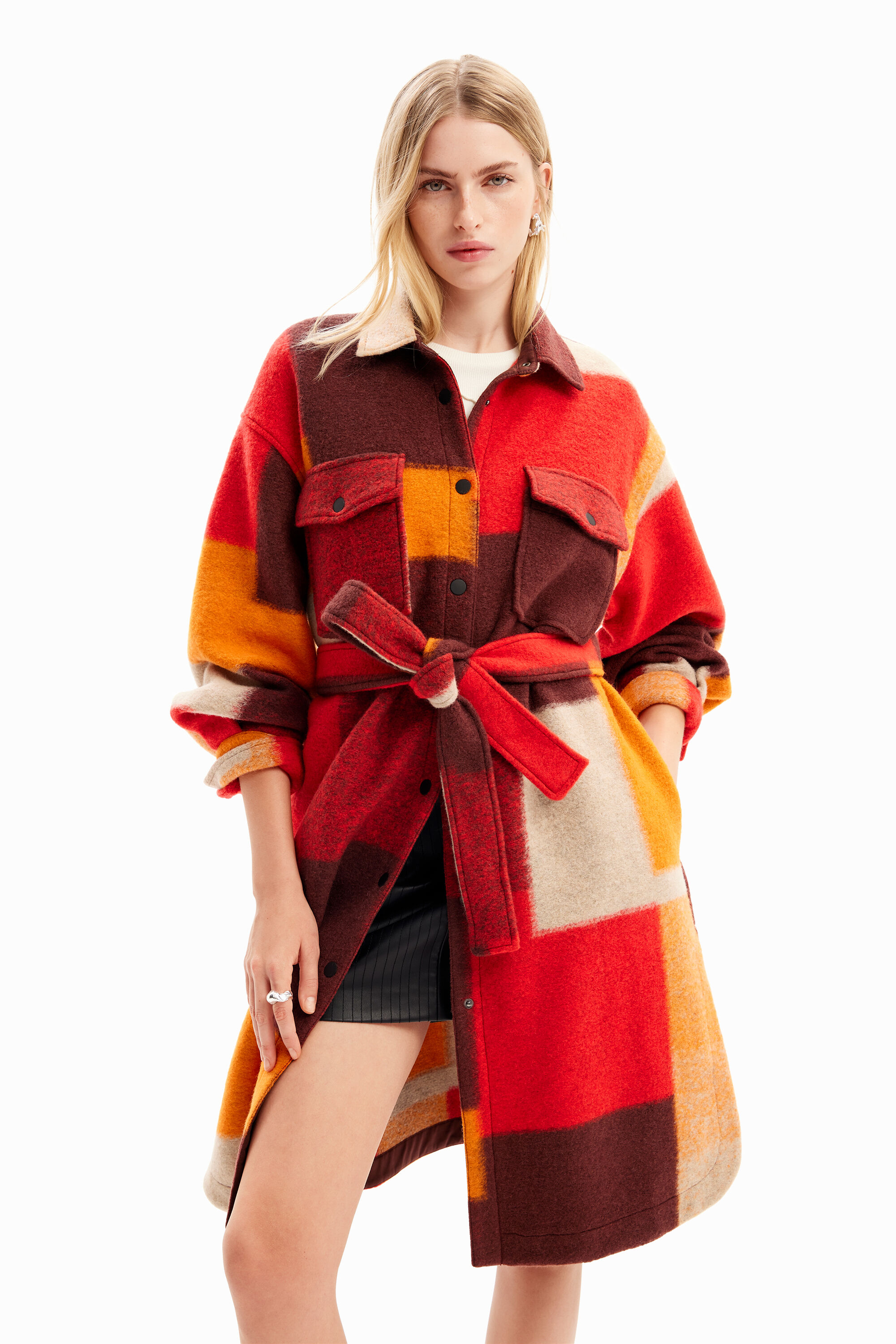 Abrigo cuadros desigual store