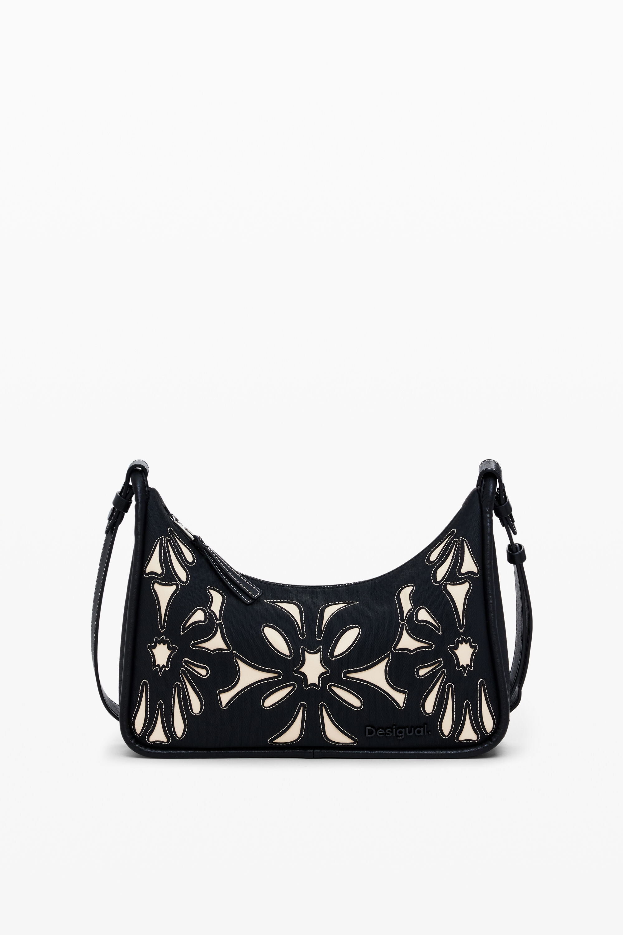 White bag with black flowers clearance