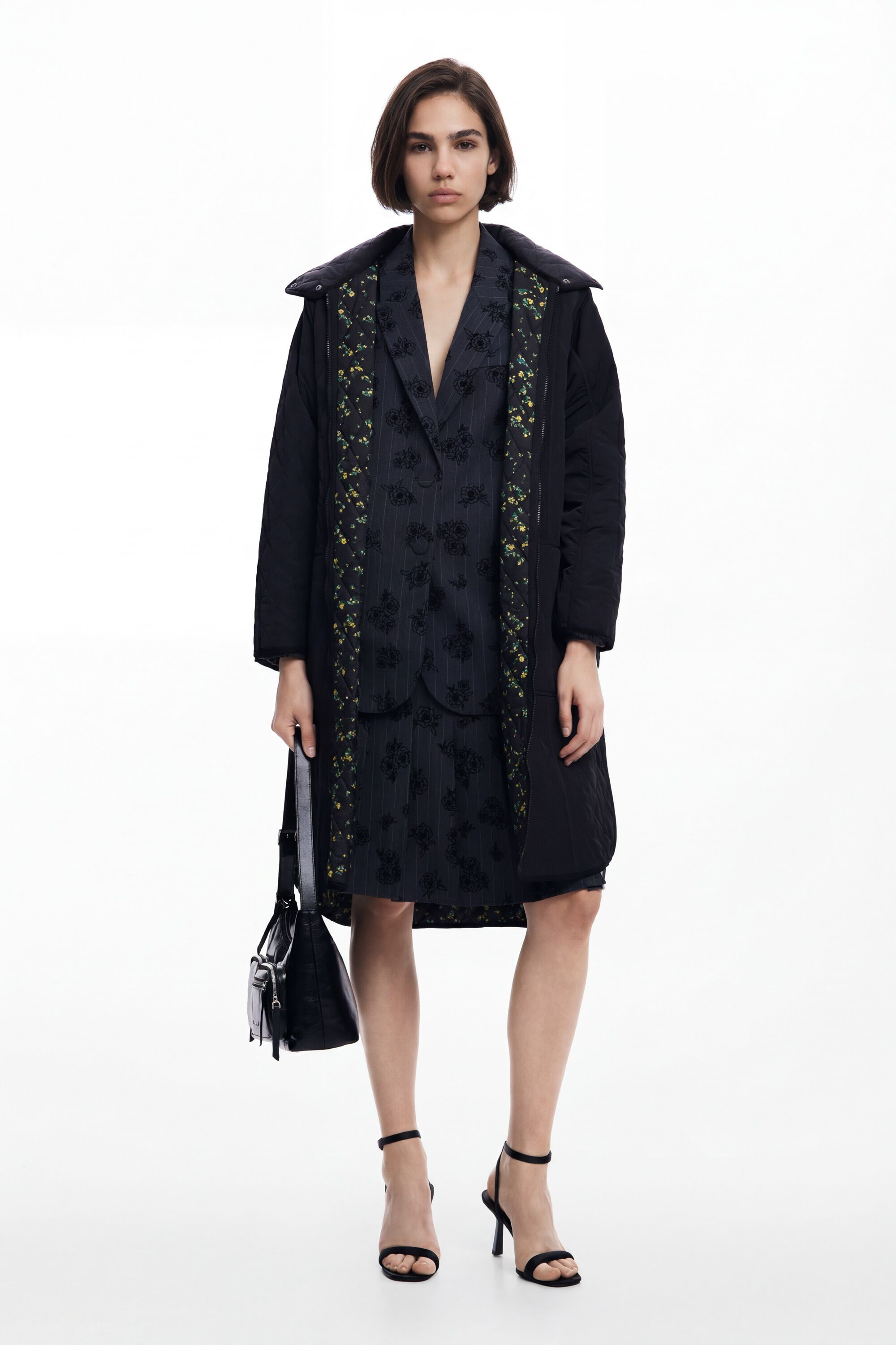 Abrigo largo acolchado - BLACK - S