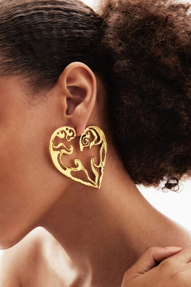 Zalio gold plated XL heart earrings | Desigual