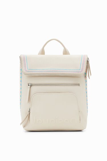 Mochila mediana solapa bordados | Desigual