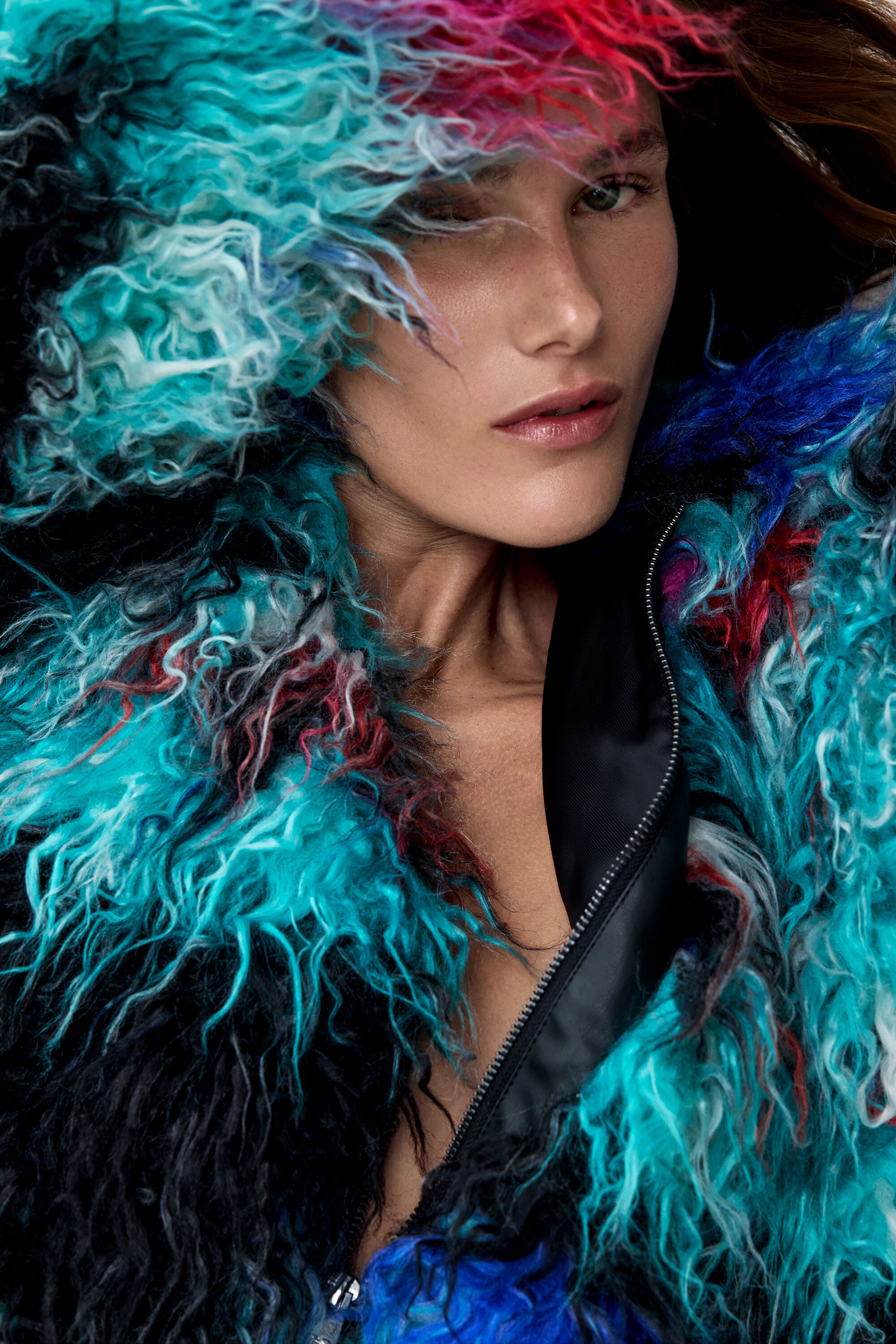 美品✨Desigualデシグアル 薔薇 パイソン ファー 個性派ロングコート派手 Long Hair Coat Lacroix multicolour Women's I Desigual.com