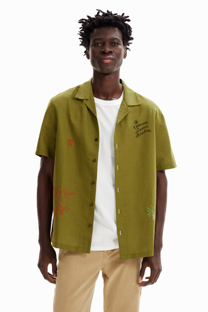 Resort shirt met borduursels