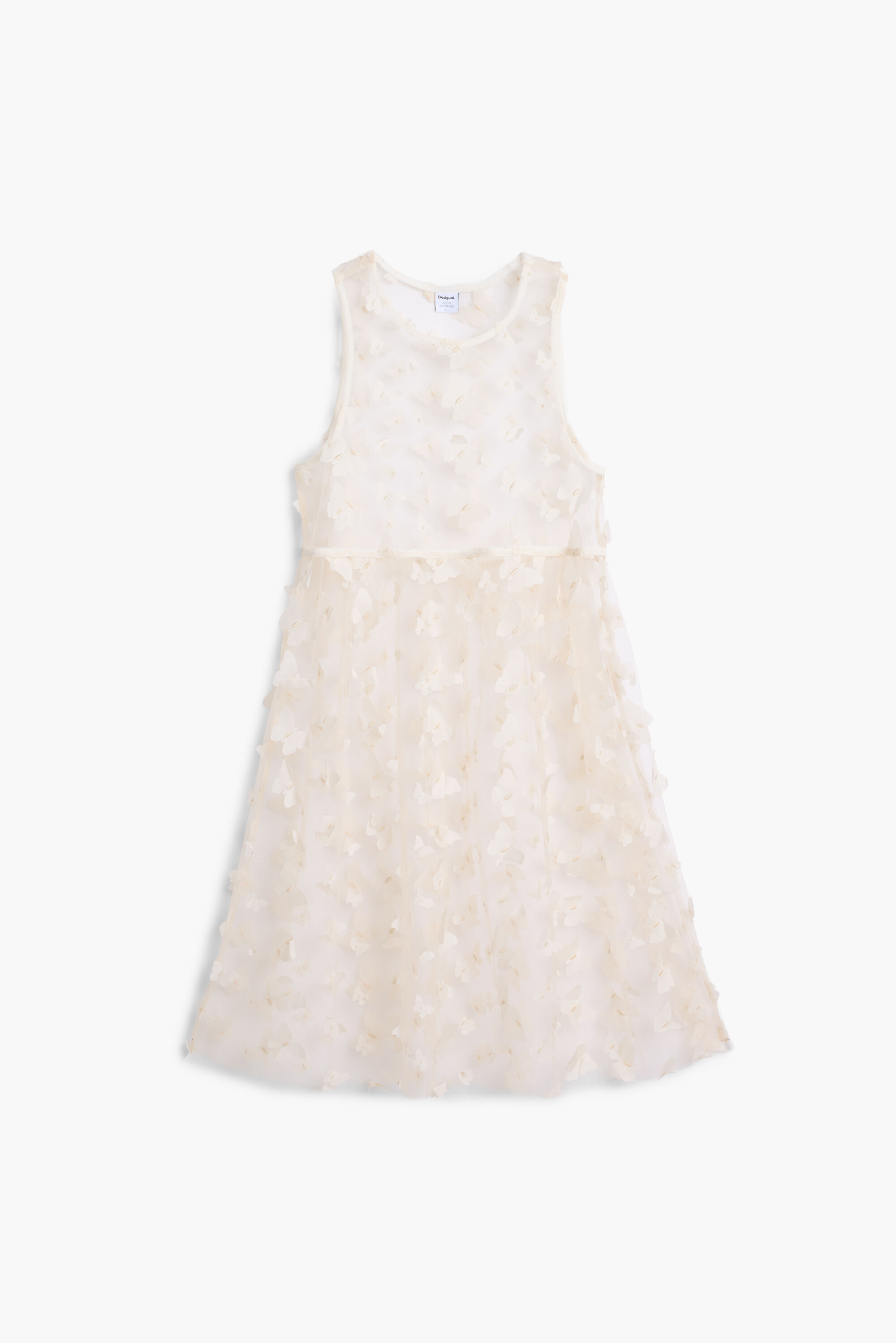 Vestido apliques mariposas - WHITE - M