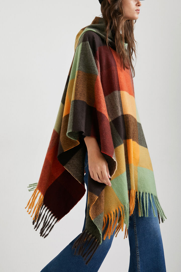 Tartan poncho hood | Desigual