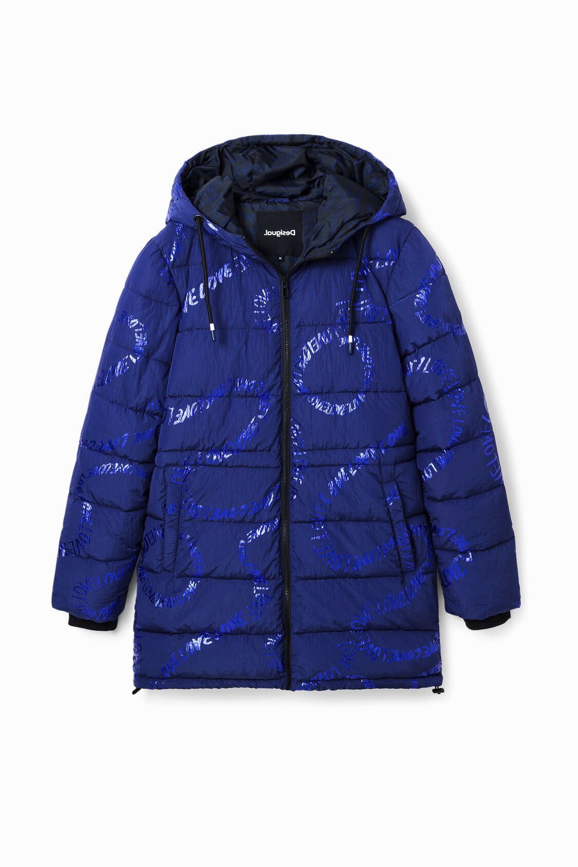 Glimp wedstrijd extreem Padded long coat with text | Desigual.com