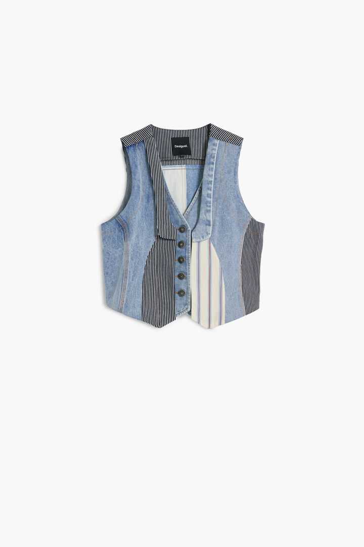 パッチワークデニムベスト | Desigual