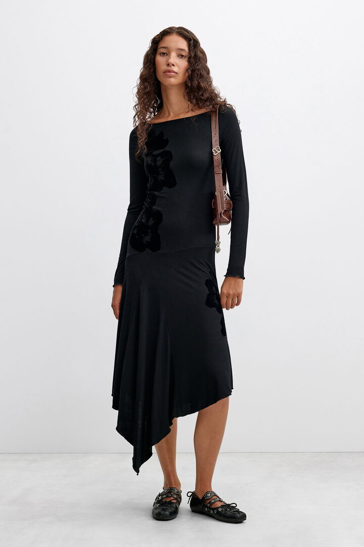 vestido midi flocado