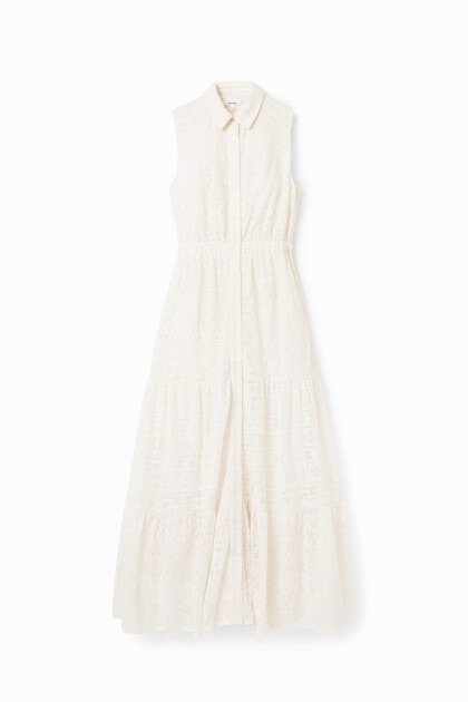 Long embroidered shirt dress
