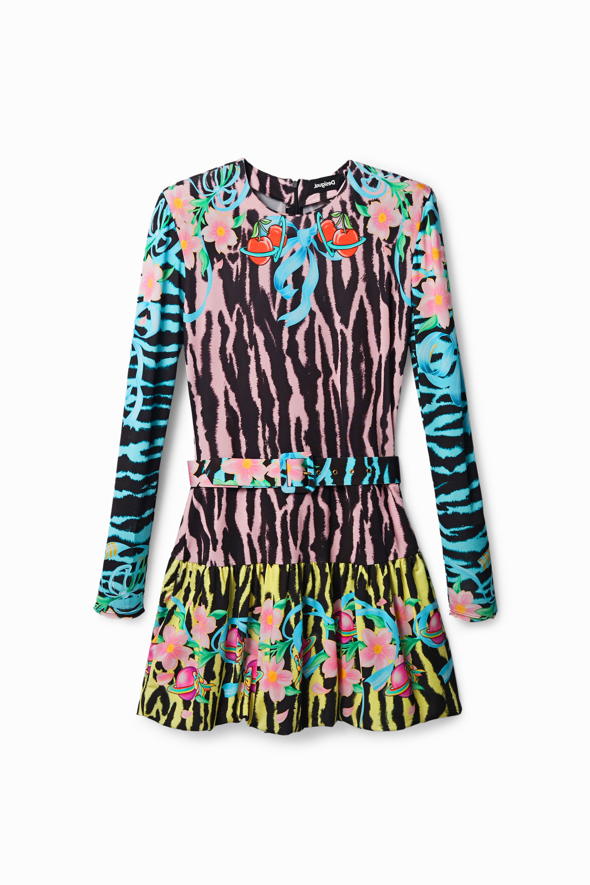 Kurzes Kleid im Slim Fit mit Zebramuster
