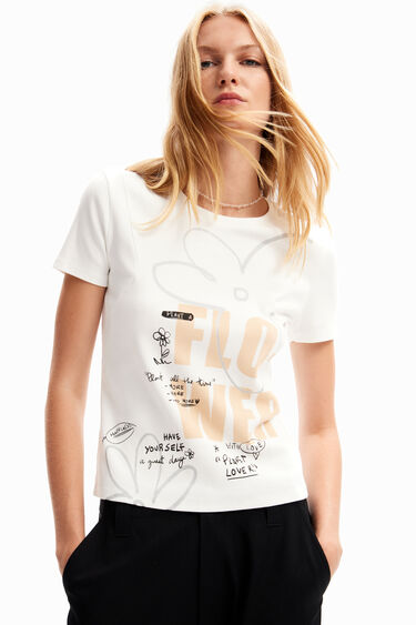 Camiseta flor mensajes | Desigual
