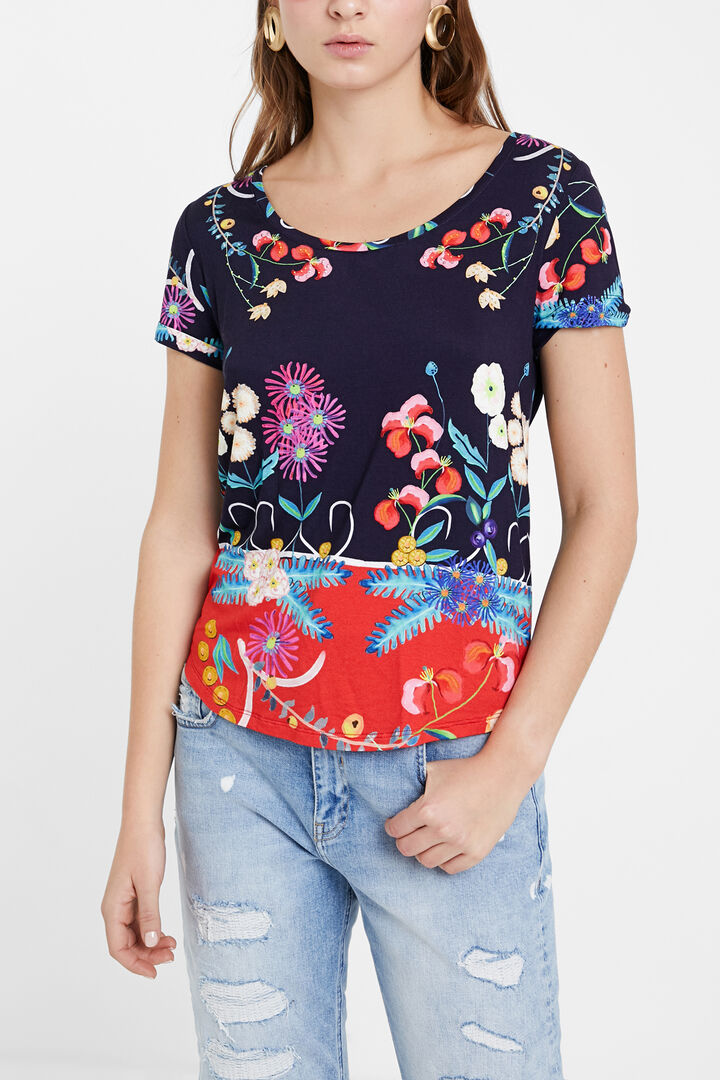 T-shirt met tropische bloemenprint | Desigual