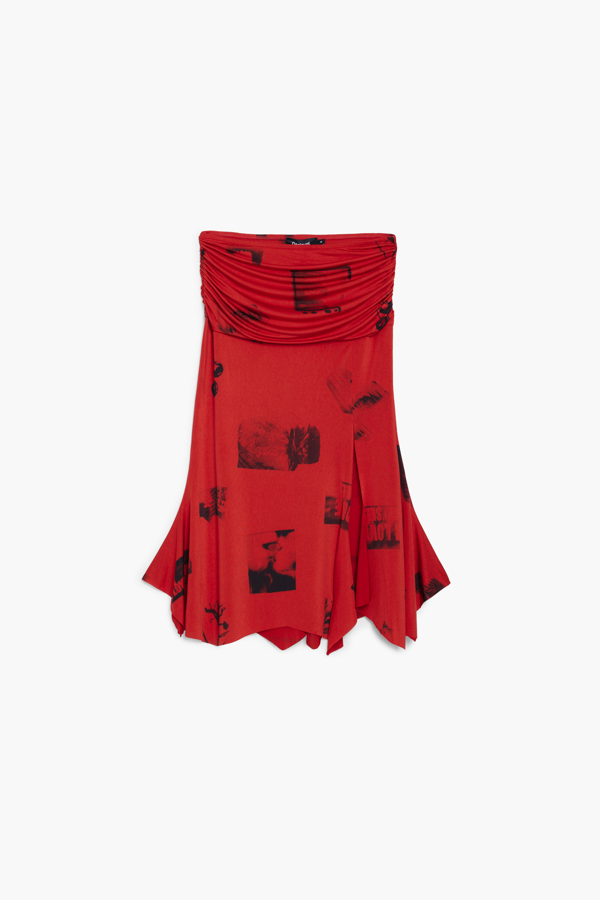 Desigual, Collage-Rock mit umgeschlagenem Bund, Polyester, Rot, S