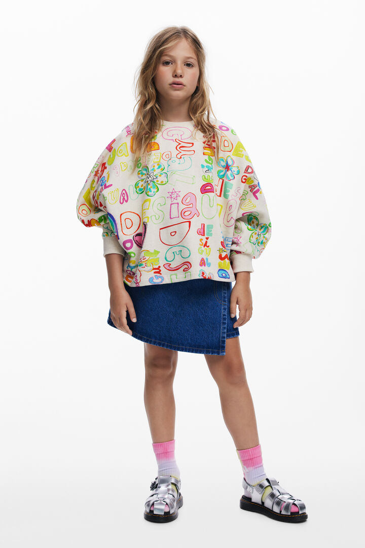 3/4 sleeve sweatshirt with lettering | Desigual