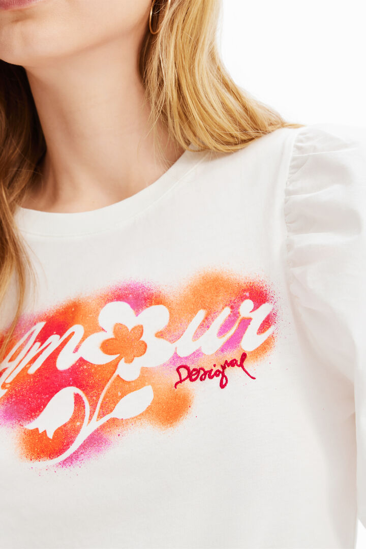 Camiseta manga abullonada mensaje | Desigual