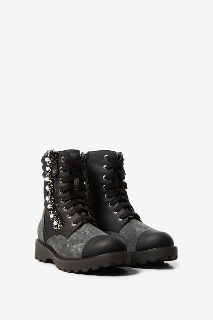 Embroidered military boots