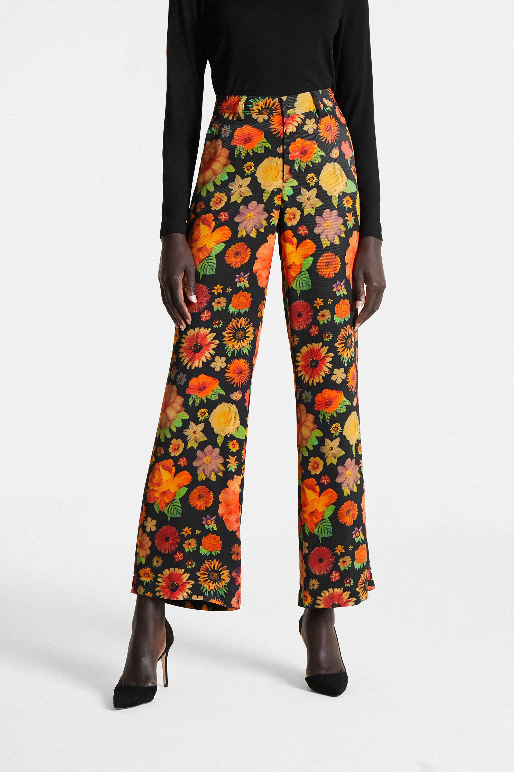 Flowery trousers clearance
