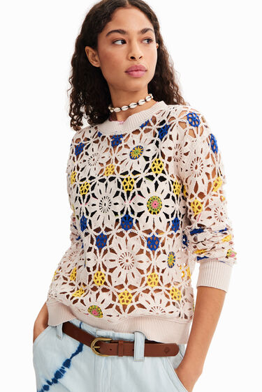 Flower crochet pullover | Desigual