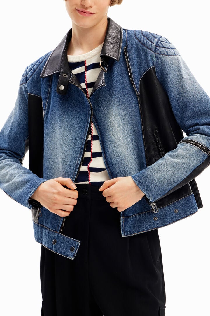 Veste biker denim hybride | Desigual