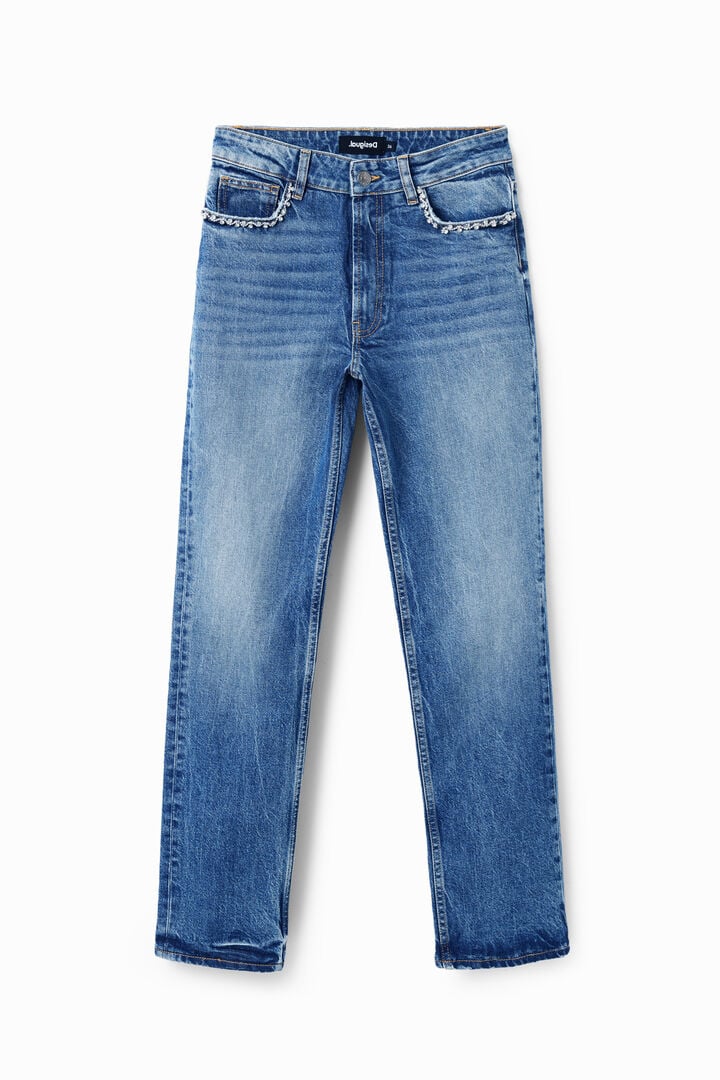 Vaqueros Straight detalle strass
