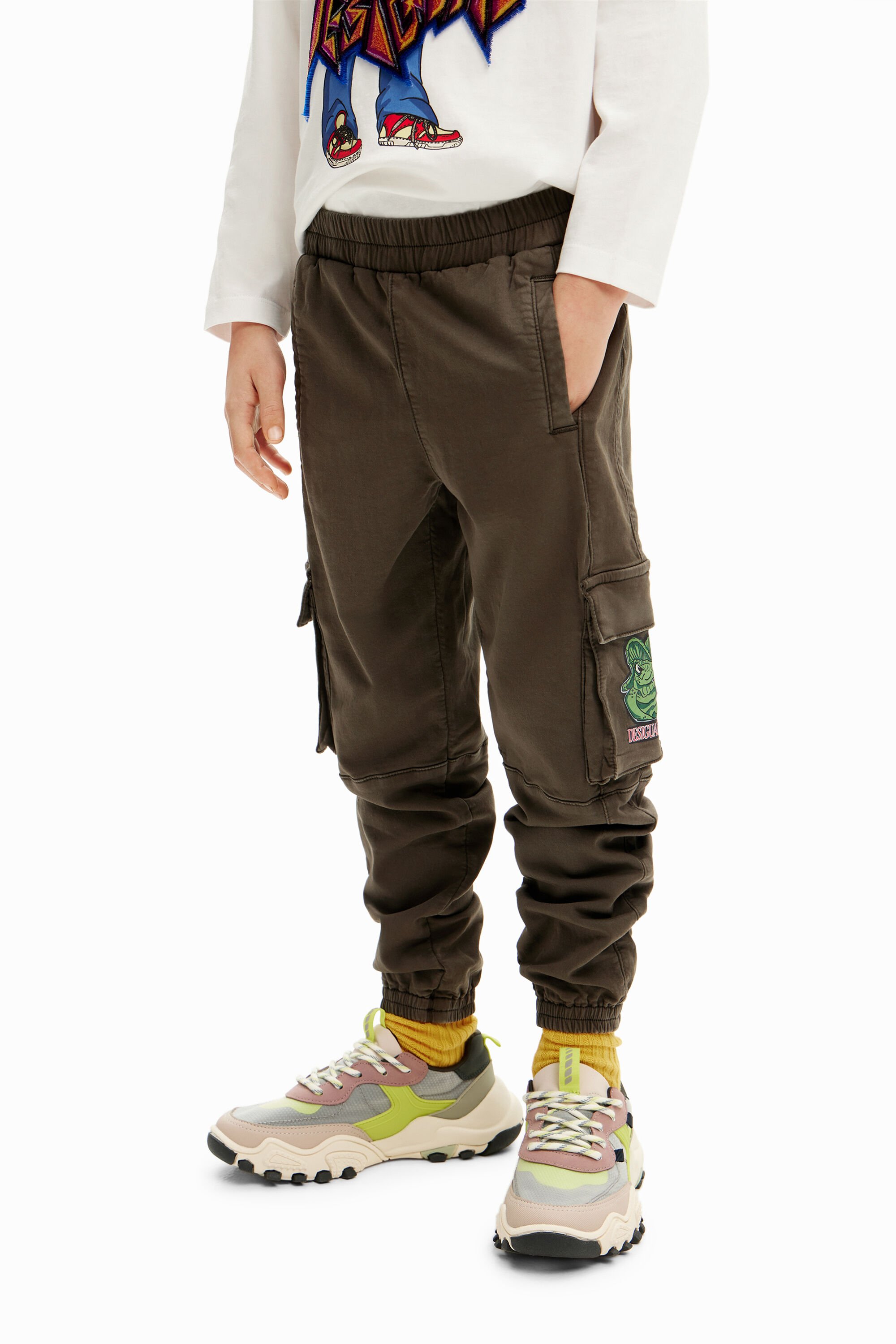 Desigual Long jogger pants with cargo pockets Kids Cotton Green 7 8