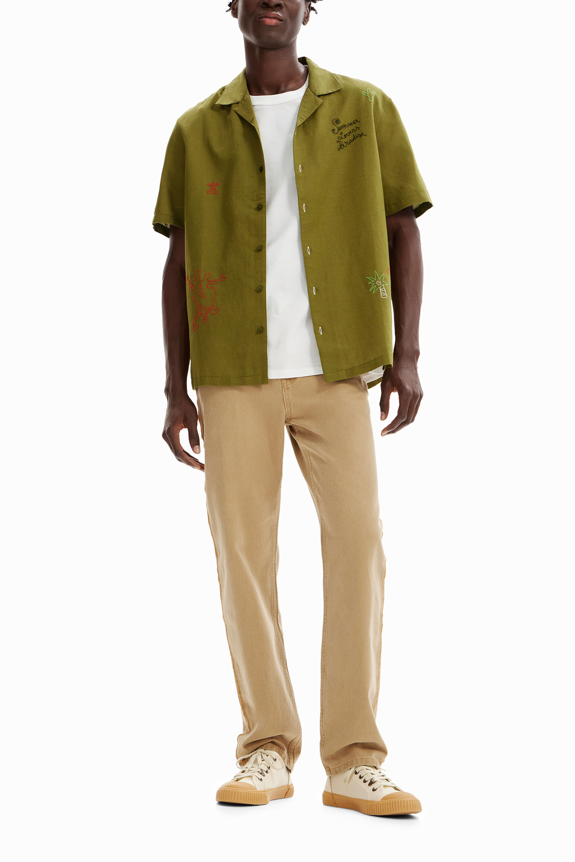 Shop Desigual Embroidered Resort Shirt In Green