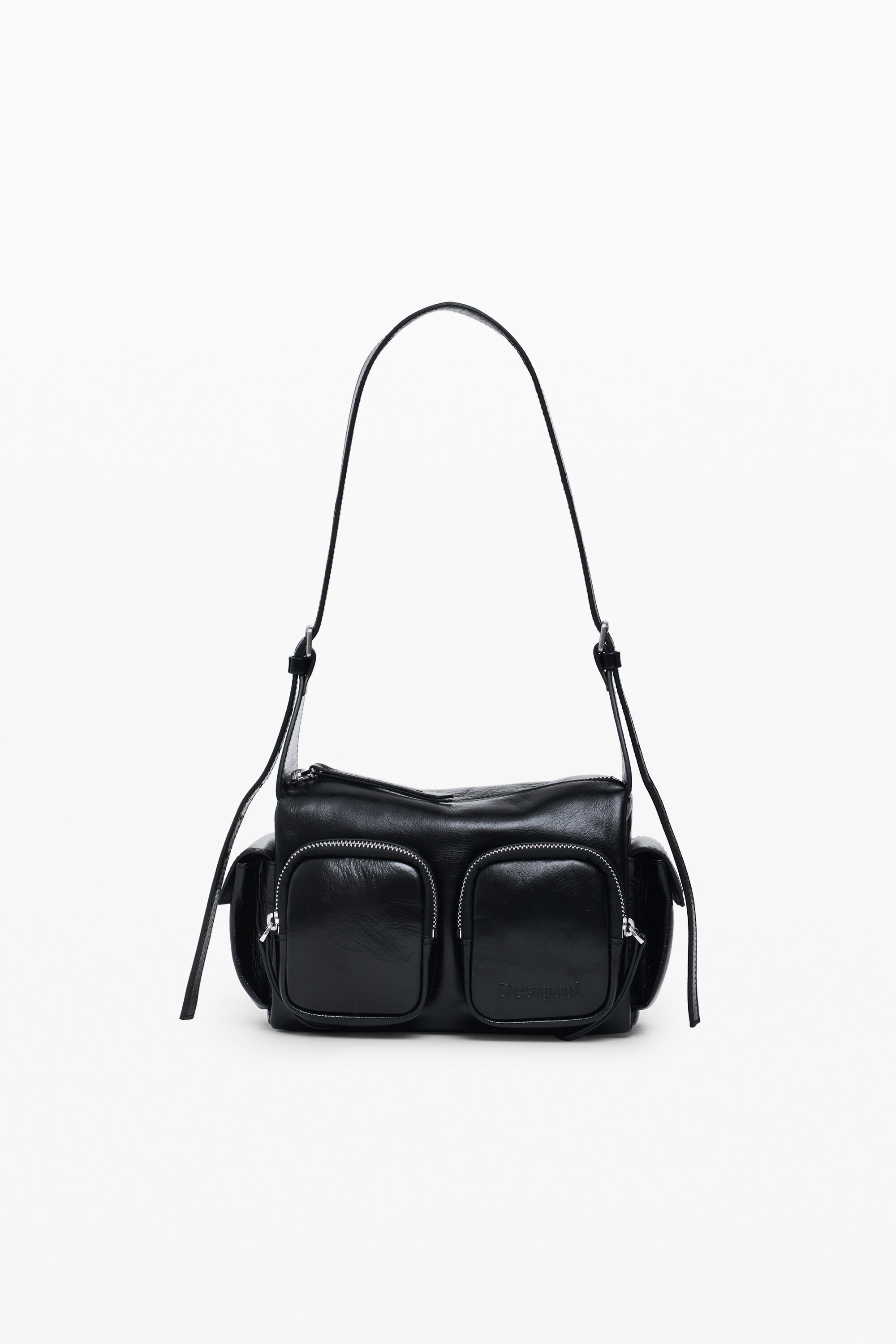 Desigual Donna Nero Borsa In Pelle Con Tasche Piccola, Cow Leather, U