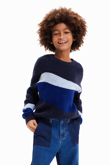 Sweter z tkaniny żakardowej fale
