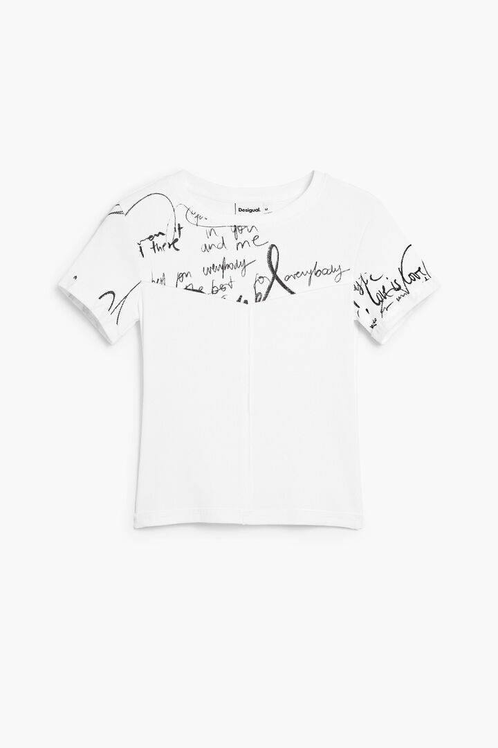 T-shirt côtelée avec lettrage | Desigual