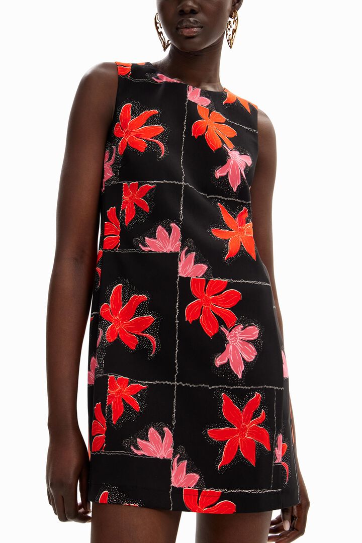 Floral mini pinafore dress