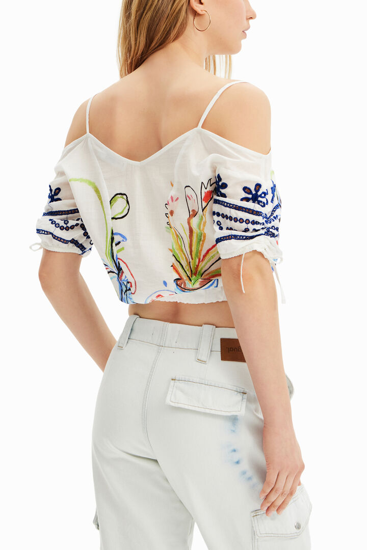 Blusa corta balze grafica | Desigual