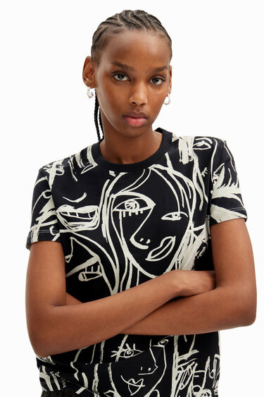 Camiseta caras contraste | Desigual