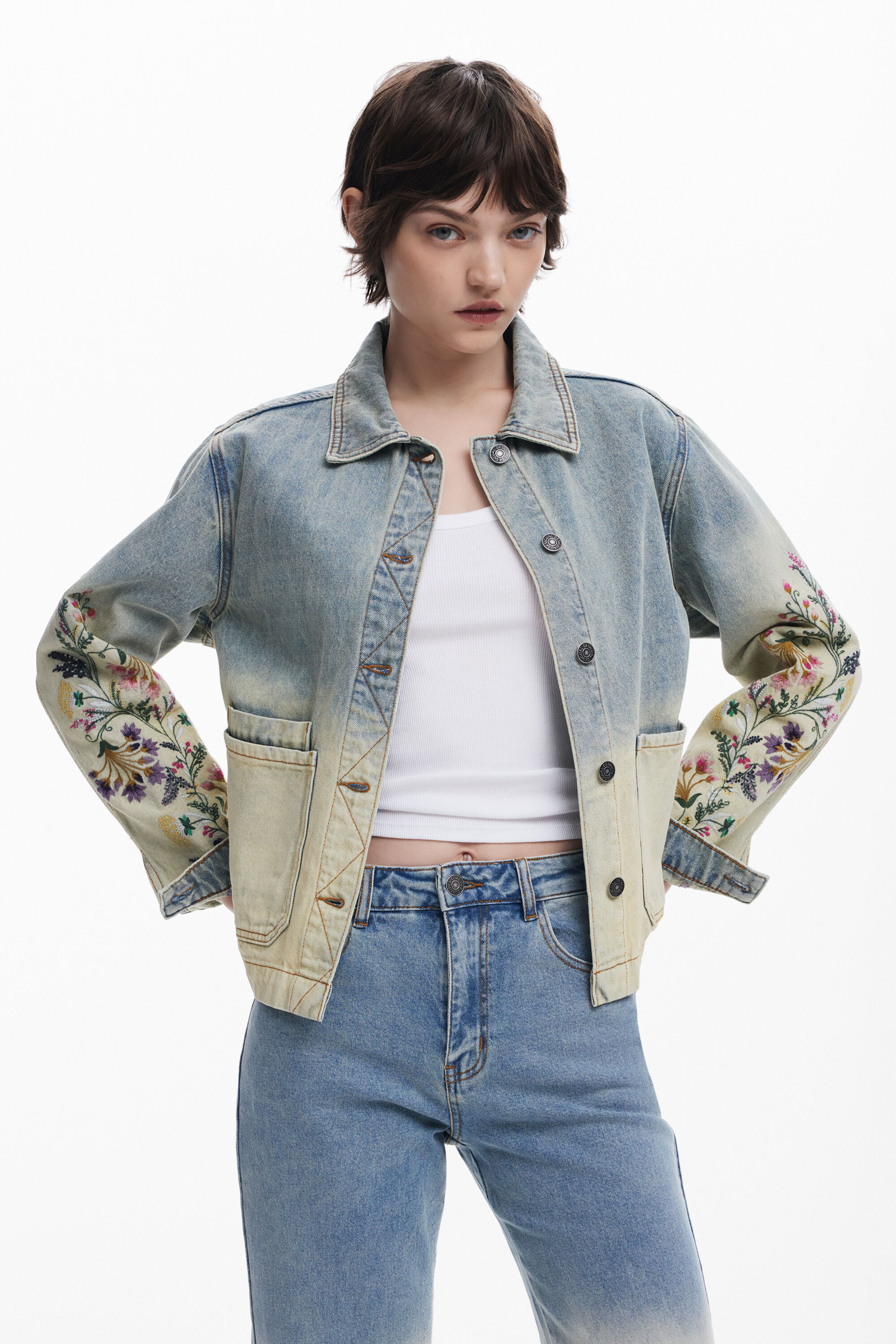 Desigual 花柄デニムパンツ・ジャケット・オーバーオールセット 花柄デニムパンツ 女性用 I Desigual.com