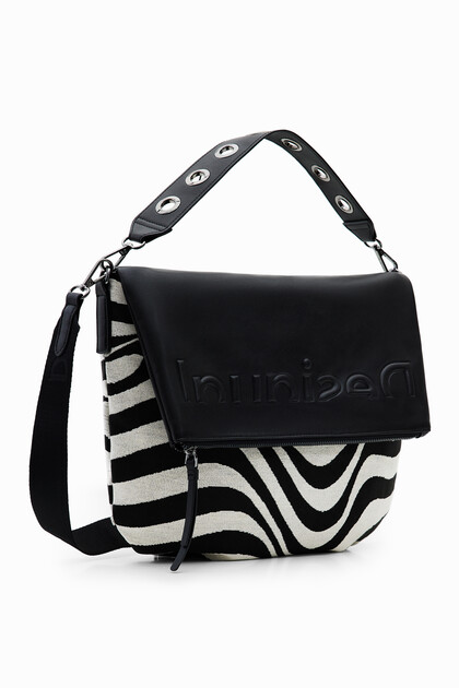 Half-logo zebra handbag