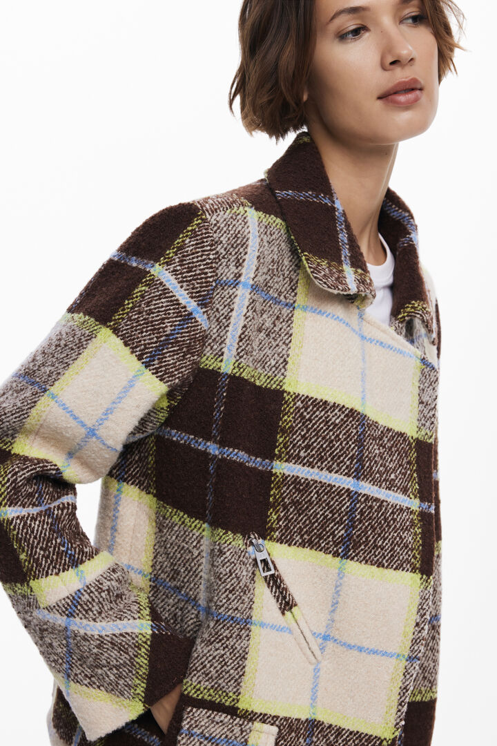 Manteau court croisé à carreaux | Desigual