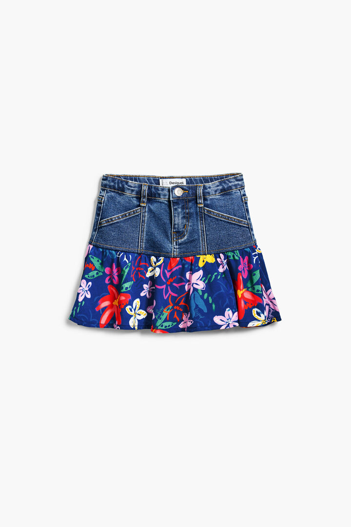 Falda denim volante