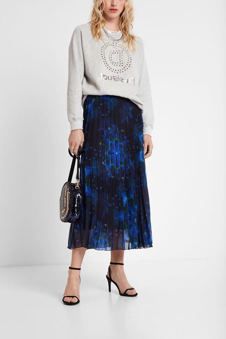 Gonna midi plissettata print mandala | Desigual