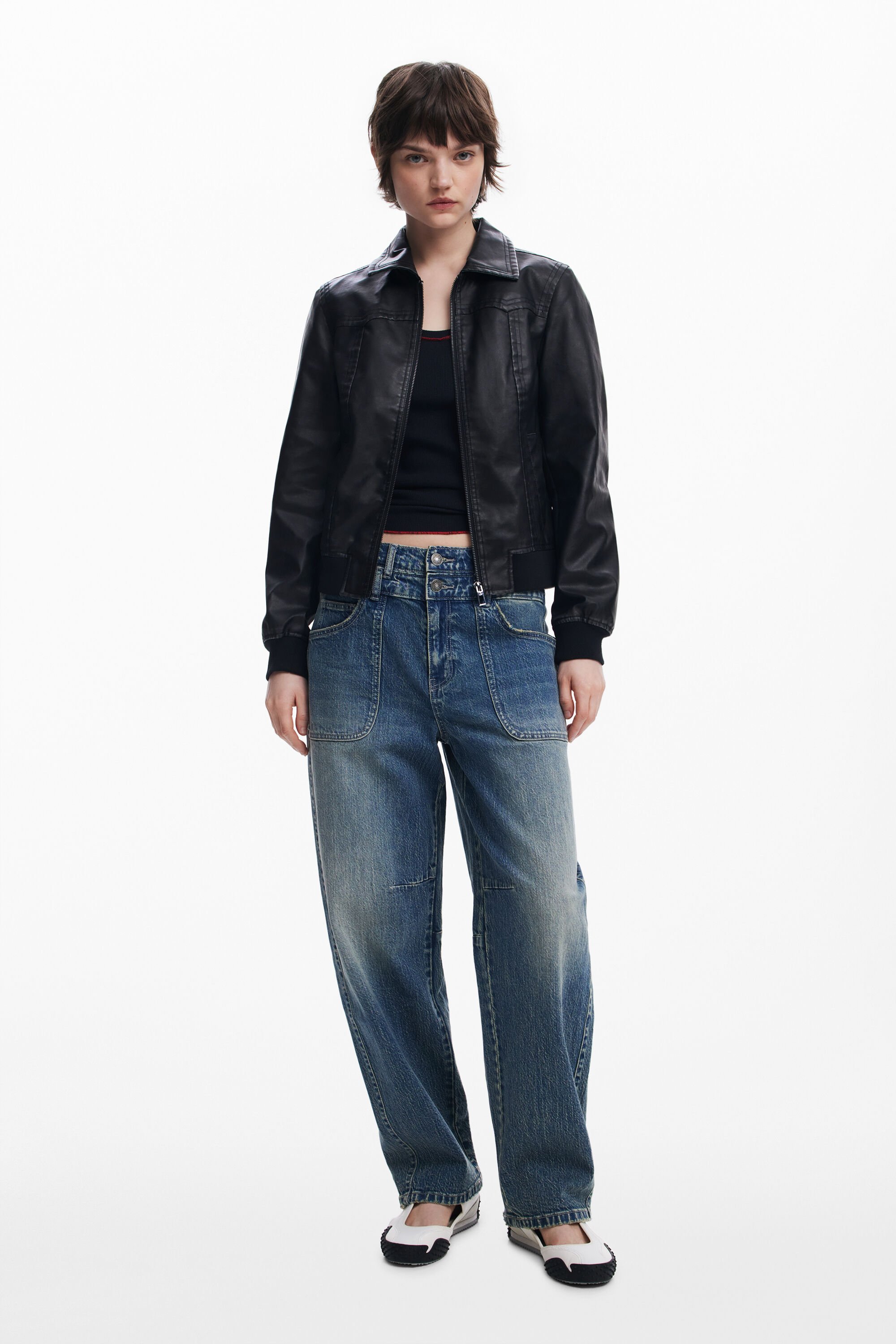 Shop Desigual Biker Jacket In Black