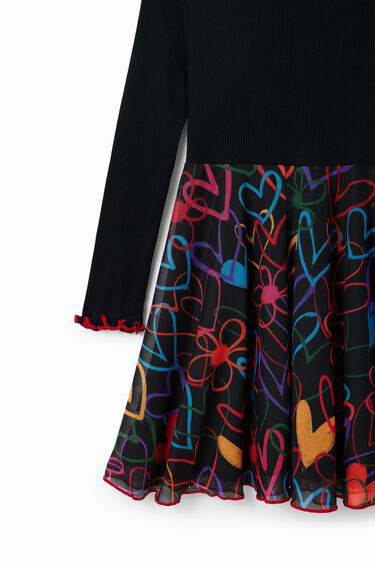 Robe courte combinée cœurs | Desigual